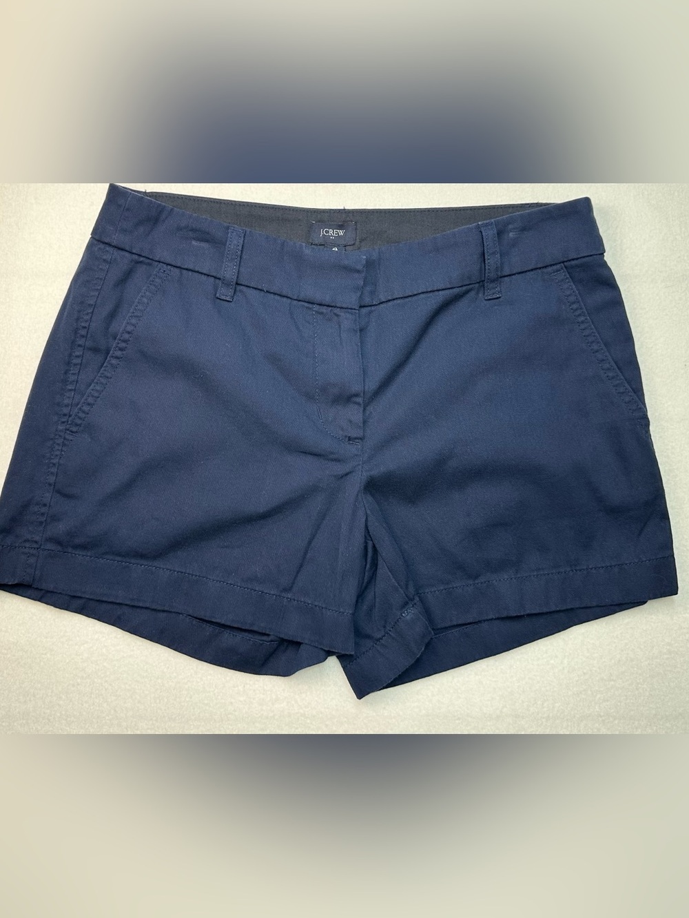 J. Crew Women’s Flat Front Essential Navy Cotton Chino Shorts | Size 4, 4” EUC